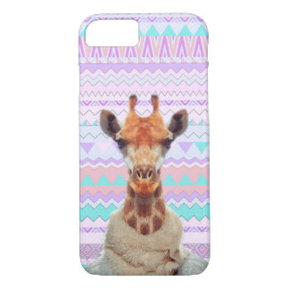 Giraffe Funny with Pastel Aztec Tribal Case-Mate iPhone Case