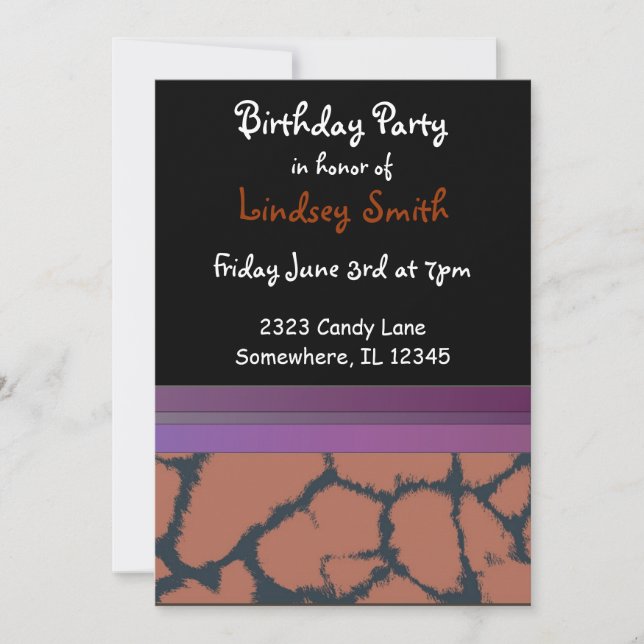 Giraffe Fur Pattern Birthday Invitation (Front)