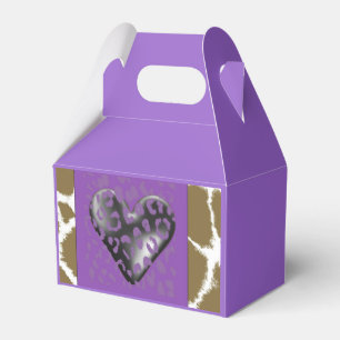 Giraffe Fur Pattern with Purple Heart Favor Box