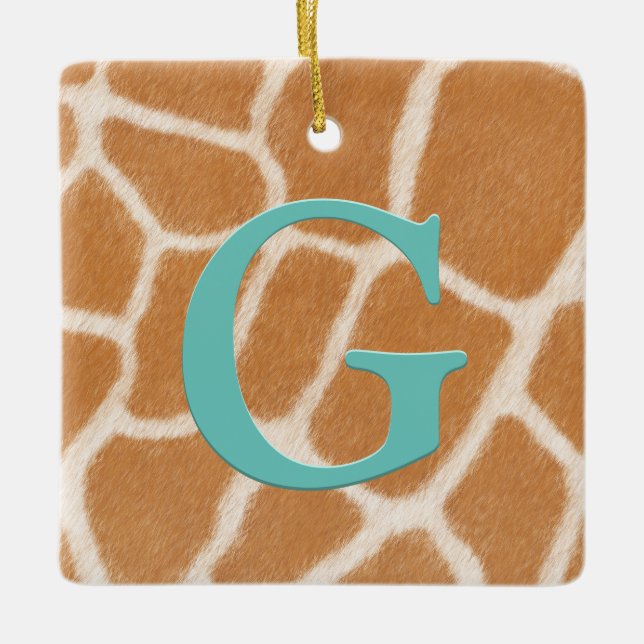 Giraffe Fur Personalized Monogram & Message Kids Ceramic Ornament (Front)