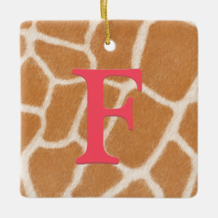 Giraffe Fur Personalized Monogram & Message Red Ceramic Ornament