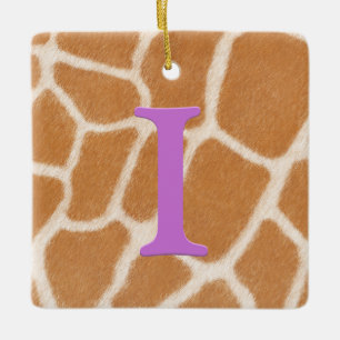 Giraffe Fur Personalized Monogram & Message Viole Ceramic Ornament