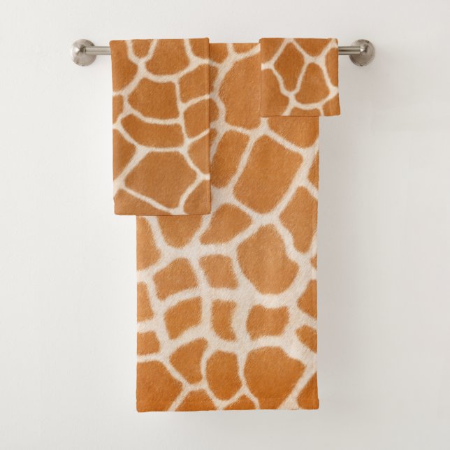 Giraffe Fur Realistic Exotic Animal Print Luxury Bath Towel Set (Insitu)