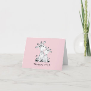 Giraffe Girls Baby Shower Thank You Note