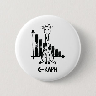 Giraffe Graph Statistics Math Teacher Pun  2 Inch Round Button