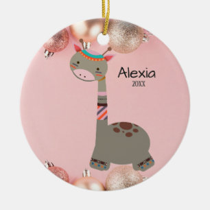 Giraffe gris mignonne ornement de Noël
