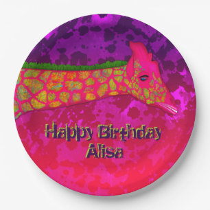 Giraffe Grunge-Paper Party Plates