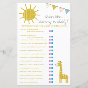 Giraffe Guess Who, Mommy or Daddy Baby Shower Game