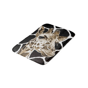 giraffe hand drawing bath mat