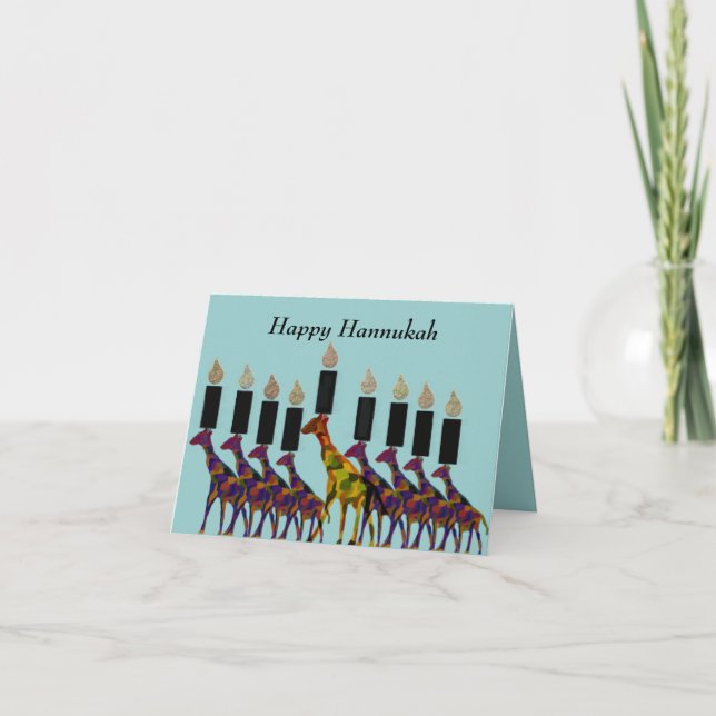 Giraffe Hannukah Menorah Cards (Front)