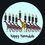 Giraffe Hannukah Menorah Classic Round Sticker<br><div class="desc">Graphic illustration of a giraffe Hannukah menorah.</div>