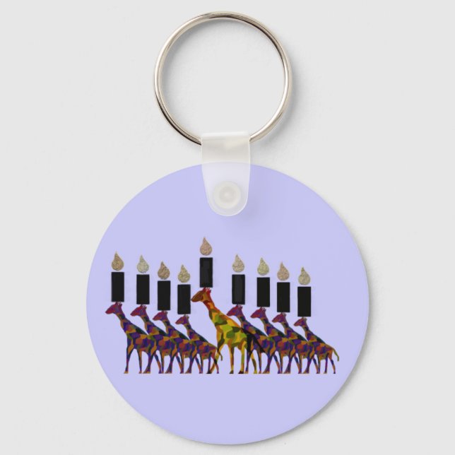 Giraffe Hannukah Menorah Keychain (Front)