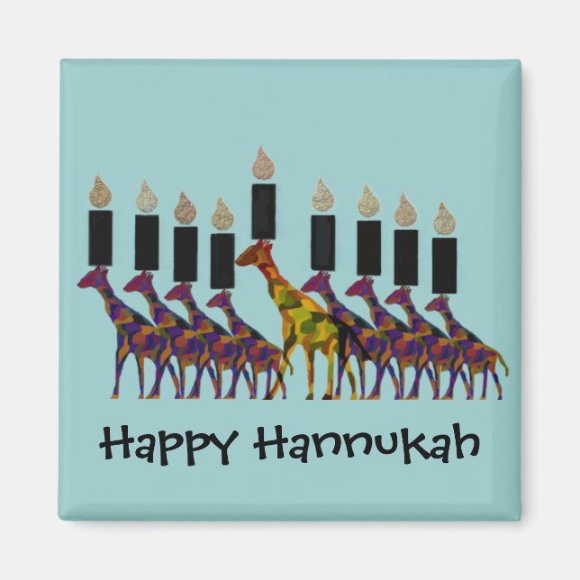 Giraffe Hannukah Menorah Magnets (Devant)