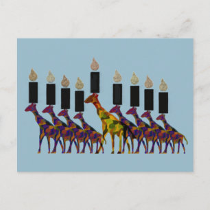 Giraffe Hannukah Menorah Postcard