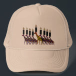 Giraffe Hannukah Menorah Trucker Hat<br><div class="desc">Graphic illustration of a giraffe Hannukah menorah.</div>