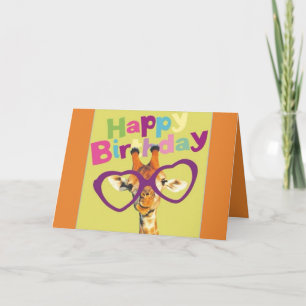 Giraffe Happy Birthday Card