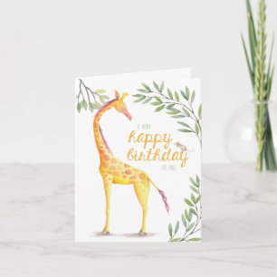 Giraffe Happy Birthday Greeting Card