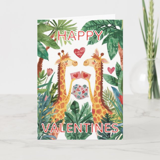 Giraffe Happy Valentines Card (Front)