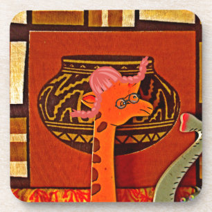 Giraffe Hat Art Print Coaster