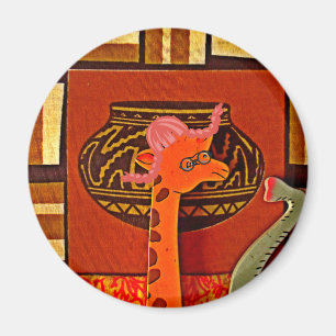 Giraffe Hat Art Print Magnet