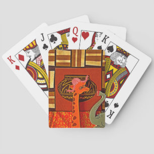 Giraffe Hat Art Print Playing Cards