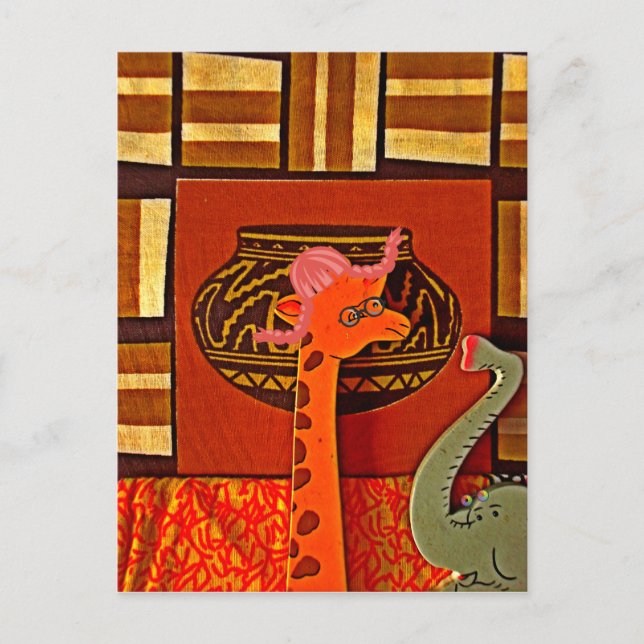 Giraffe Hat Art Print Postcard (Front)