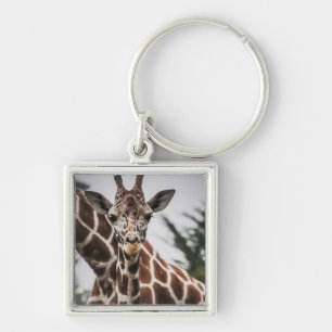 Giraffe head Giraffe fur print African Animal Keychain