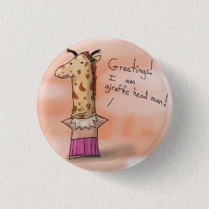 Giraffe Head Man 1 Inch Round Button