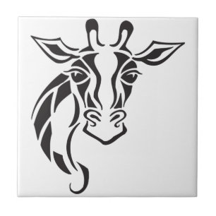 Giraffe Head Tattoo Art Tile