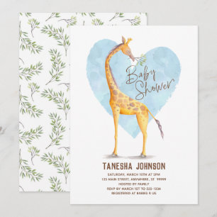 Giraffe Heart Baby Shower Invitation