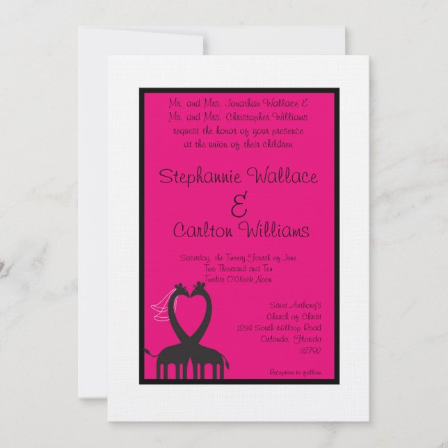 Giraffe Heart Faire-part de mariage (Devant)