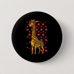 Giraffe Heart Gles Cute Valentines Day Animal Love 2 Inch Round Button