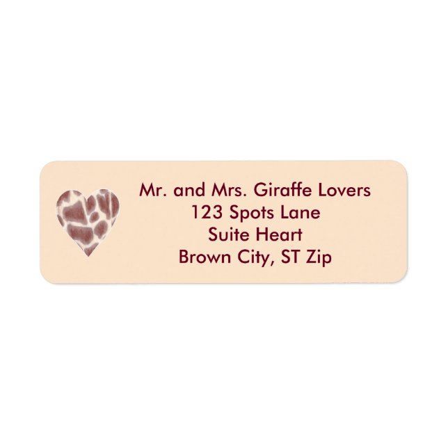 Giraffe Heart Personalized Address Labels (Front)