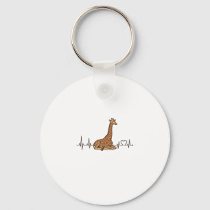 Giraffe Heartbeat Vintage Engraving Shirt Design_1 Keychain