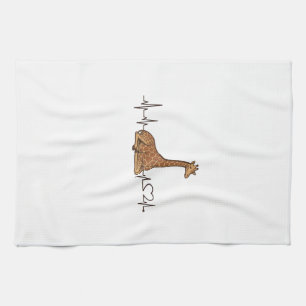 Giraffe Heartbeat Vintage Engraving Shirt Design_1 Kitchen Towel