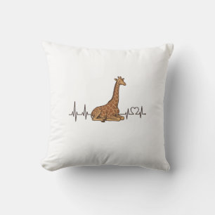 Giraffe Heartbeat Vintage Engraving Shirt Design_1 Throw Pillow