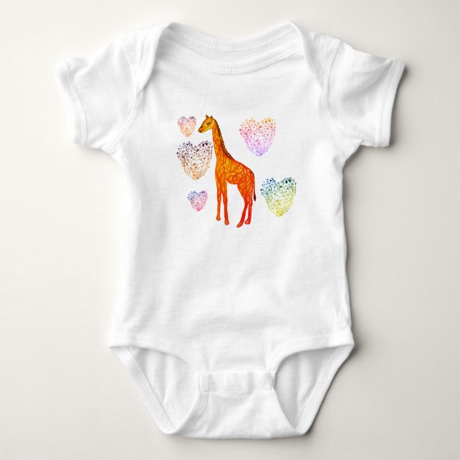 Giraffe Hearts Jersey Bodysuit (Front)