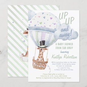 Giraffe Hot Air Balloon Shower By Mail Invitation
