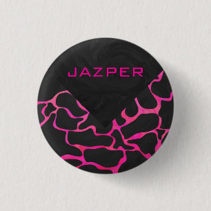 Giraffe Hot Pink and Black Print 1 Inch Round Button