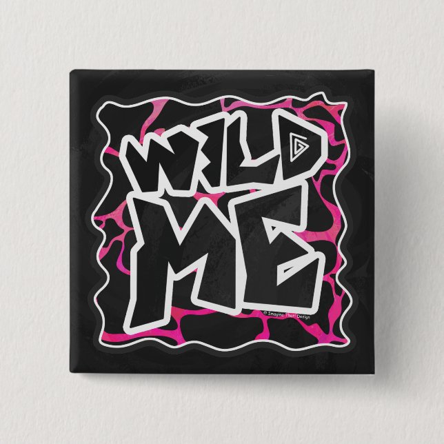 Giraffe Hot Pink and Black Print 2 Inch Square Button (Front)