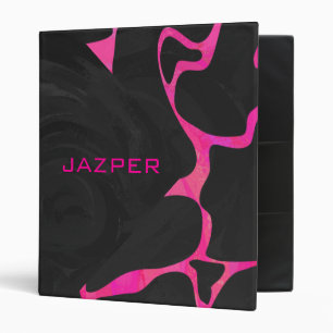 Giraffe Hot Pink and Black Print Binder
