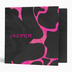 Giraffe Hot Pink and Black Print Binder