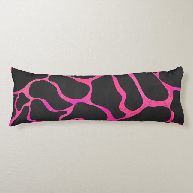 Giraffe Hot Pink and Black Print Body Pillow (Front)