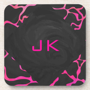 Giraffe Hot Pink and Black Print Coaster