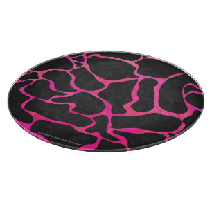 Giraffe Hot Pink and Black Print Cutting Board