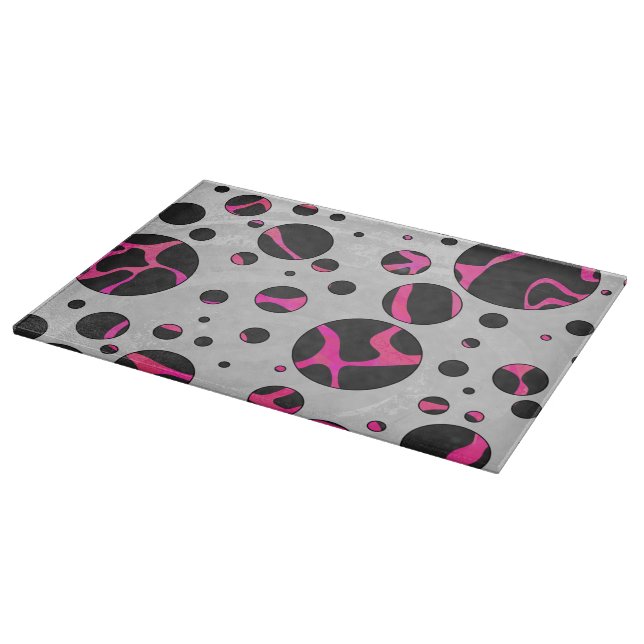 Giraffe Hot Pink and Black Print Cutting Board (Corner)