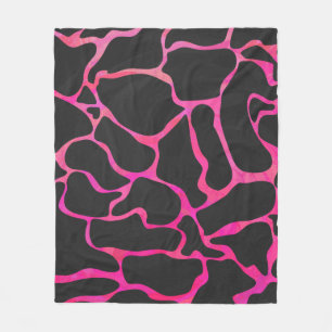 Giraffe Hot Pink and Black Print Fleece Blanket