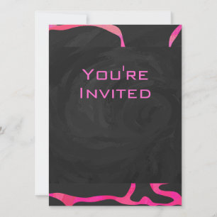Giraffe Hot Pink and Black Print Invitation