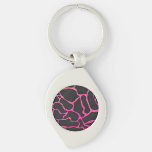 Giraffe Hot Pink and Black Print Keychain