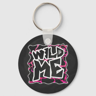 Giraffe Hot Pink and Black Print Keychain